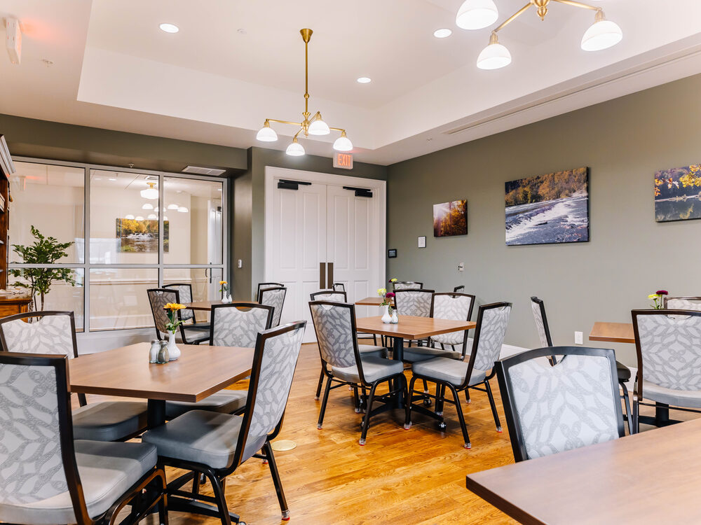 The Wythe Banquet Room at The Inn at Foster Falls — dining tables and upholstered chairs